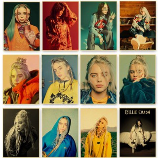 โปสเตอร์ แบบติผนัง รูป Billie Eilish Star สไตล์ยุโรป สําหรับตกแต่งบ้าน