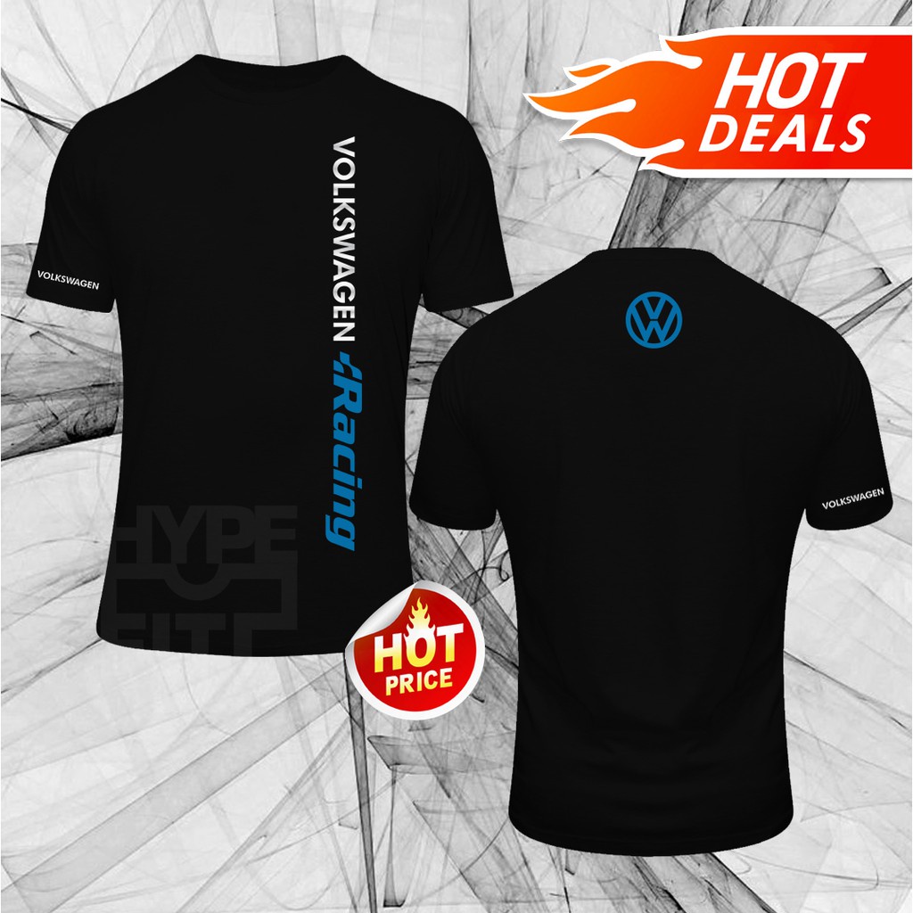 New VW Volkswagen Racing Logo T-Shirt Ready Stock Black Grey White Red Blue Color Available