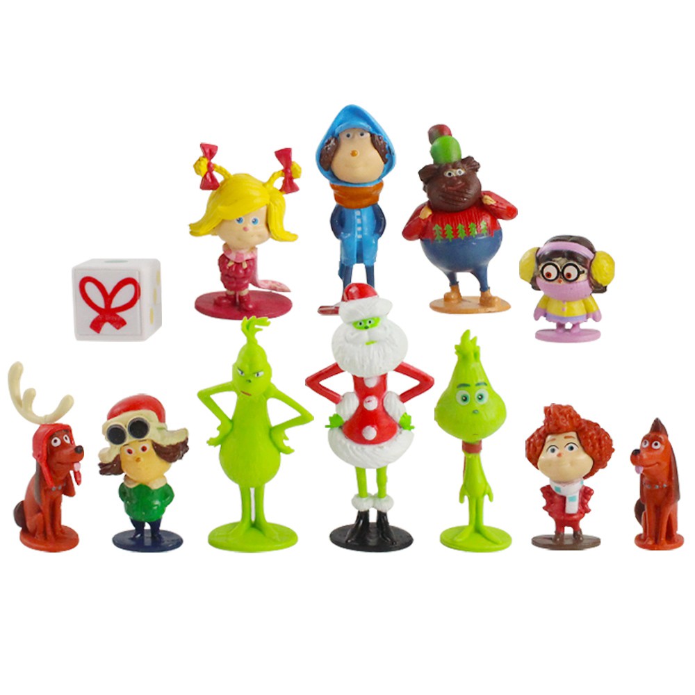 3-9 ซม.12 ชิ้น/ล็อต Grinch Action Figure ของเล่น Grinch Max สุนัขการ์ตูน PVC ตุ๊กตาของขวัญวันเกิดสํา