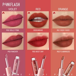 Pinkflash OhMyKiss ลิปสติก เนื้อแมตต์กำมะหยี่ กันน้ำ ติดทนนาน 18 สี