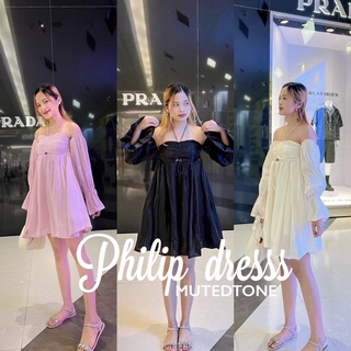 Mute - Philip dress ชุดเดรสเเขนพองมีซับในอย่างดี ผ้าเงาสวย ชุดเดรสเจ้าหญิง