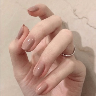 Simple Beige/Nude Acrylic Nails #12 เล็บปลอมสีเบจล้วน