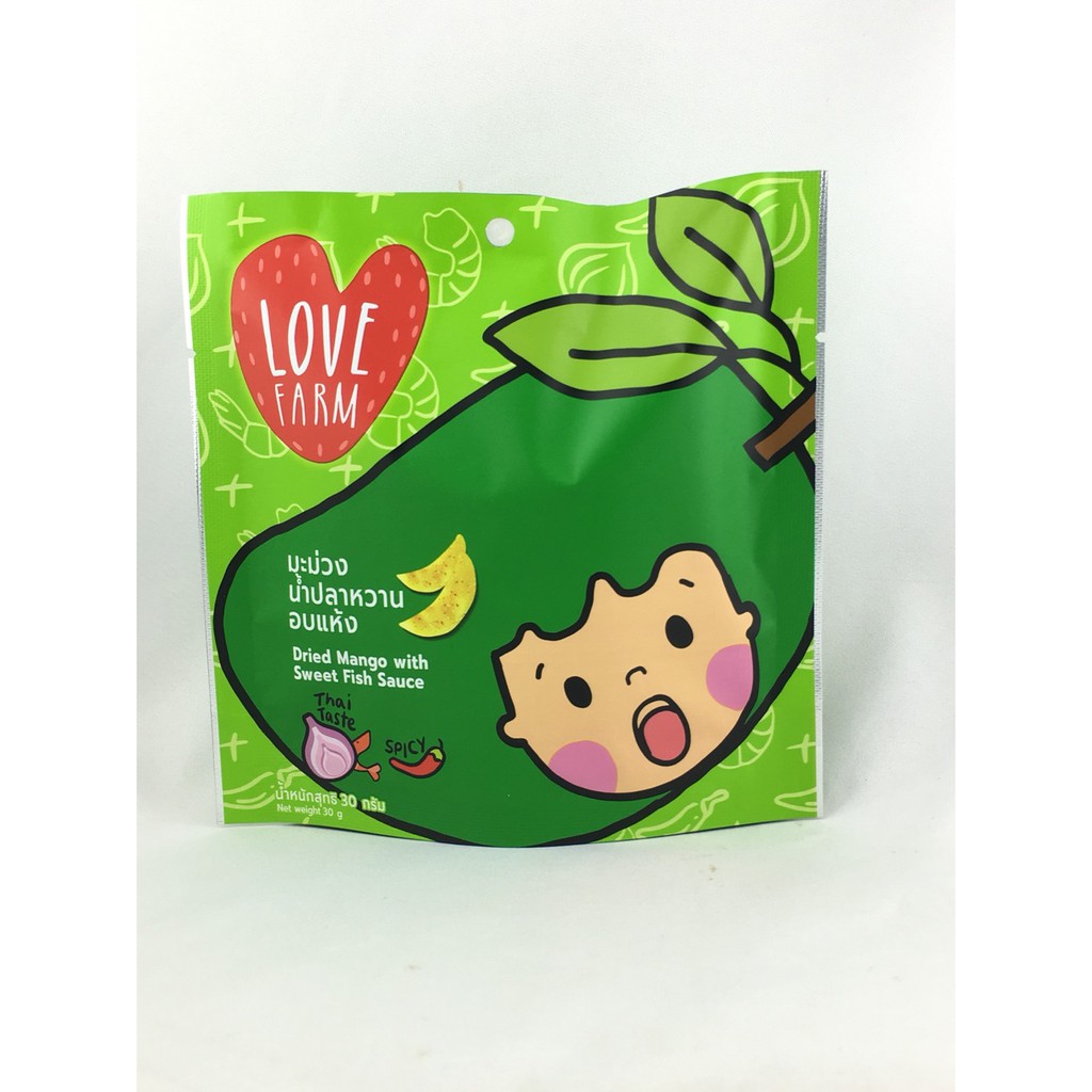 (มะม่วงน้ำปลาหวานอบแห้ง 30 กรัม) เลิฟฟาร์ม (LOVEFARM) มะม่วง น้ำปลาหวาน ผลไม้อบแห้ง