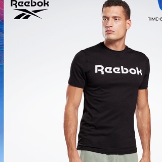 เสื้อยืดคอกลม แขนสั้น พิมพ์ลาย Reebok Reebok สีดํา แบบเรียบ สําหรับผู้ชาย