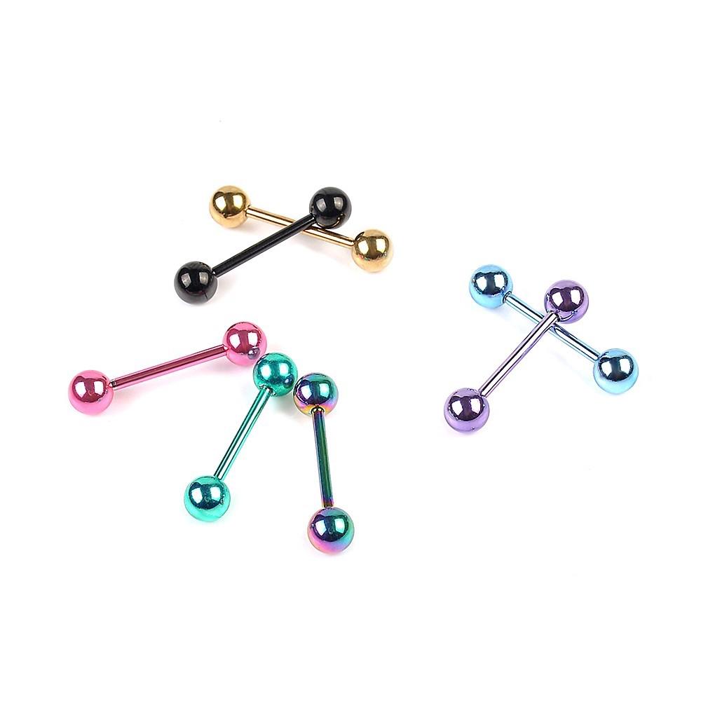 7pc 14G Surgical Steel Barbell Tongue Bar Ring Pier Stud Piercing New Different Colors