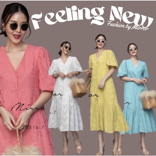 MiRRoRSiSTERs iTTHa EMBRoided DReSS #20316.7 เดรสปักลาย เดรสแขนพอง เดรสแขนตุ๊กตา เดรสชายระบาย เดรสไปงาน ชุดไปงาน