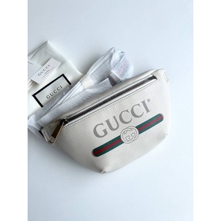 สด-ผ่อน📌แท้💯 GUCCI SMALL GUCCI PRINT LEATHER BELT BAG