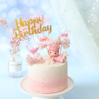 🌸ป้ายปักเค้ก Happy Birthday ป้ายวันเกิด, หัวใจ , ดาว , มงกุฎ