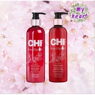 CHI Rose Hip Oil Color Nurture Protecting Shampoo/Conditioner 340/340 ml แชมพู และครีมนวดผม สำหรับผมทำสี