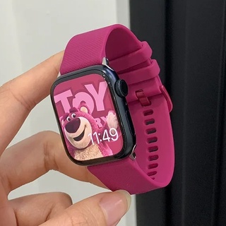 สายนาฬิกาข้อมือซิลิโคนยาง แบบนิ่ม สําหรับ Apple Watch Strap Series 8 7 SE 6 5 4 3 2 1 ขนาด 41 มม. 45 มม. 40 มม. 44 มม. 38 มม. 42 มม. 44 มม.