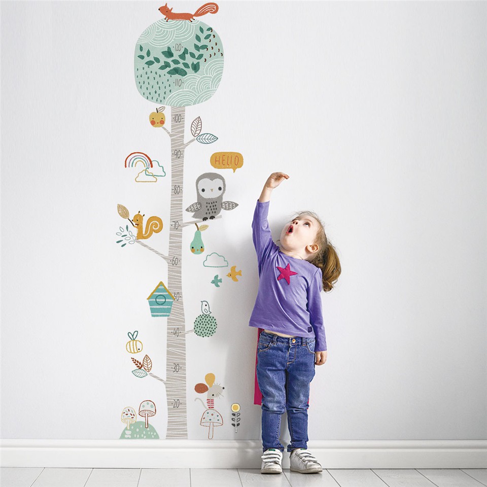 Kid Height Ruler Wallpaper Cartoon Forest Animal Tree ...