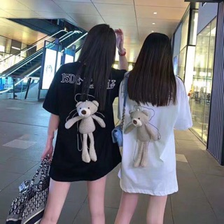 เสื้อยืด ติดตุ๊กตาหมี (เท็ดดี้) (เป็นเข็มกลัด ถอดได้ค่ะ)  4 สี : ขาว ดำ ม่วง ส้ม