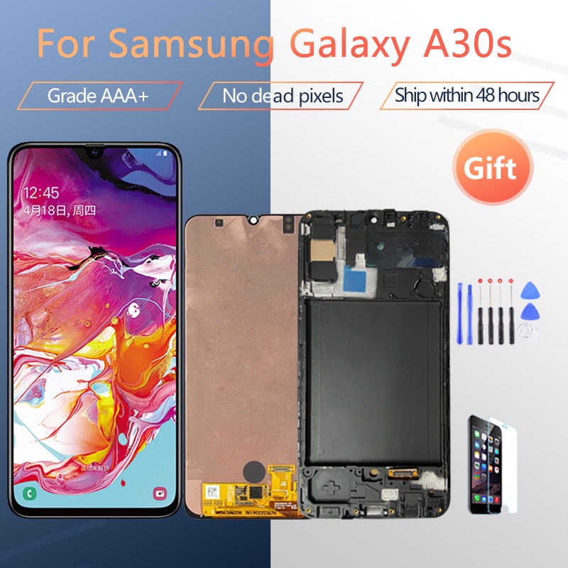 AMOLED สําหรับ Samsung Galaxy A30s A307F A307 A307FN จอแสดงผล LCD เปลี่ยนชุด Digitizer