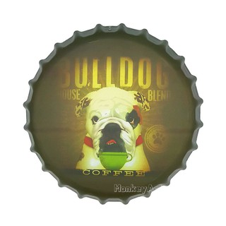 ป้ายสังกะสีวินเทจ Bulldog Coffee (ฝาจีบ)