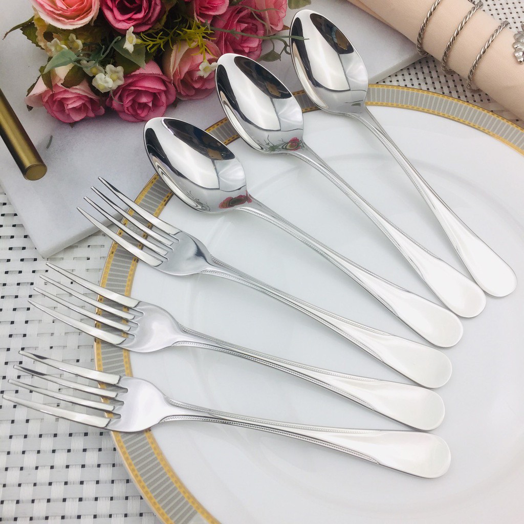 TwinFish 3คู่ รับประกันปลอดสนิม ช้อนส้อม สเตนเลสเกรด 304 หนา 2.5มม. ระดับโรงแรม 5ดาวรุ่น82