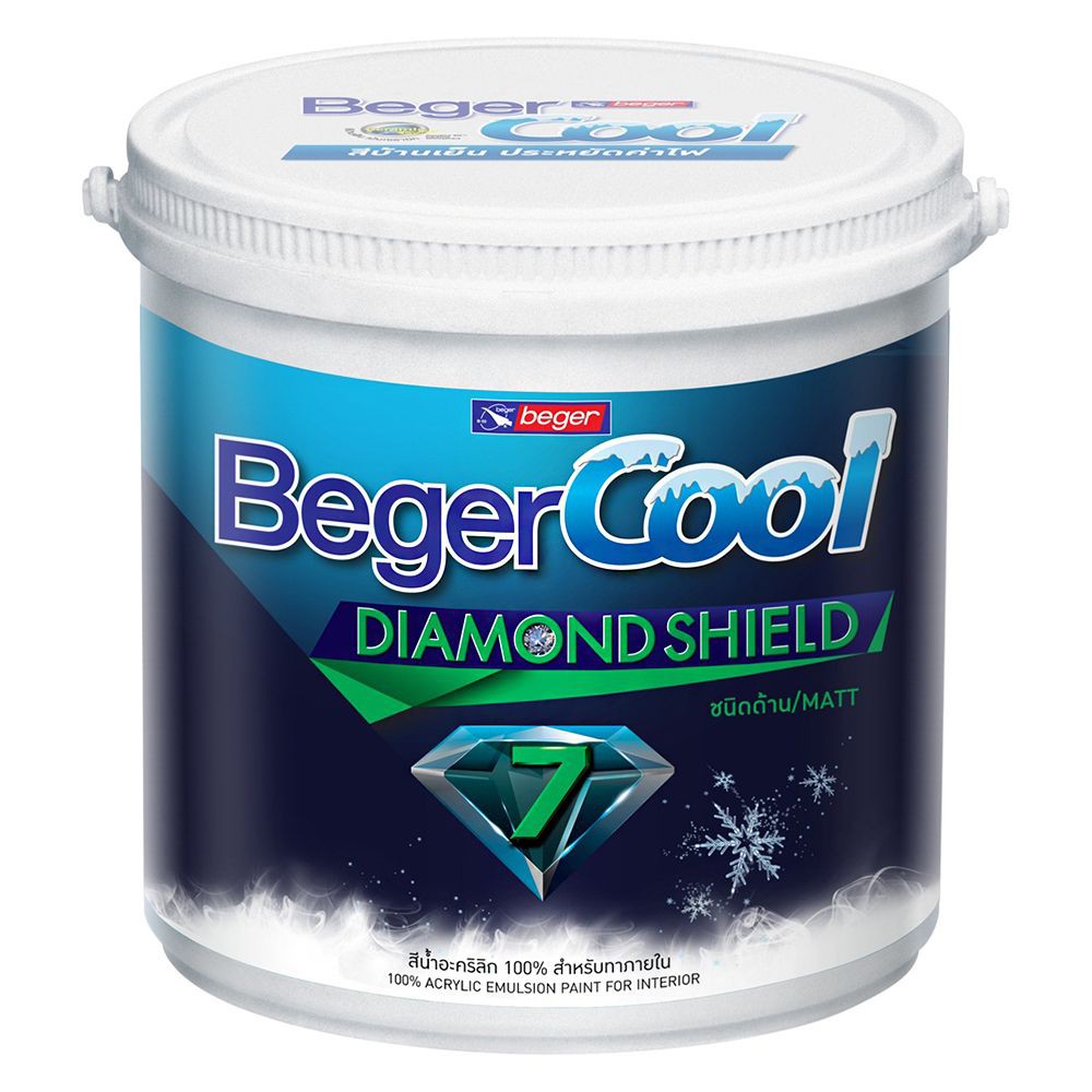 สีน้ำทาภายใน BEGER CoolDiamond7 BASE B ด้าน 1 แกลลอน ตัวเลือกสีทาบ้านที่ช่วยลดความร้อน Beger Cool Diamond Shield 7 สะท้อ