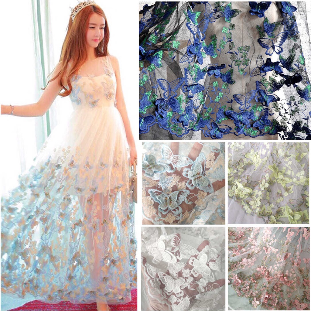 ผีเสื้อเย็บปักถักร้อยลูกไม้ผ้า50เซนติเมตรx130เซนติเมตรหลากสีสามมิติสามมิติสีด้ายผ้ากอซเย็บปักถักร้อยชุดผ้า