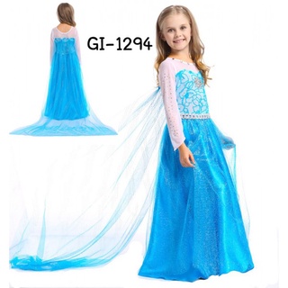 ชุดเด็ก เจ้าหญิงเอลซ่า โฟรเซ่น สีฟ้า กระโปรงหางยาว Princess Elsa Frozen Cosplay GI1294