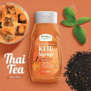 Whole Sweet โฮลสวีท ไซรัปหญ้าหวาน กลิ่นชาไทย 320 มล. (Who06) สูตรคีโต Keto น้ำเชื่อมหญ้าหวาน