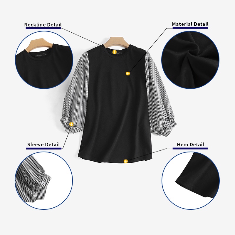 Zanzea เสื้อเบลาส์ถัก ลายสก๊อต สไตล์เกาหลี สําหรับผู้หญิง - รูปที่ 4