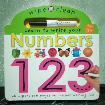 1 2 3 Learn to write your Numbers., wipe &amp; clean book-L