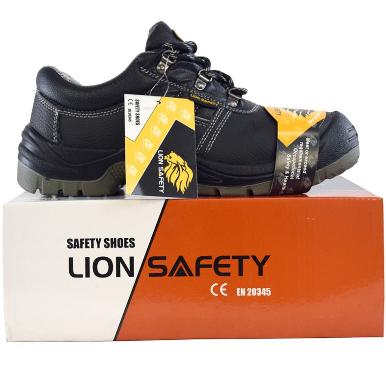 LION RUN รองเท้าเซฟตี้ หนังแท้อัดลาย พื้นพียู แถบสะท้อน น้ำหนักเบา 36-45