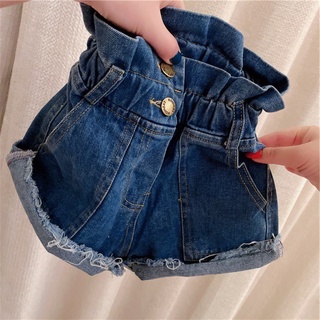 xoxo💜พร้อมส่ง💜กางเกงเด็กผู้หญิง กางเกงยีนต์ขาสั้นผ้าใส่สบาย⚡(130)