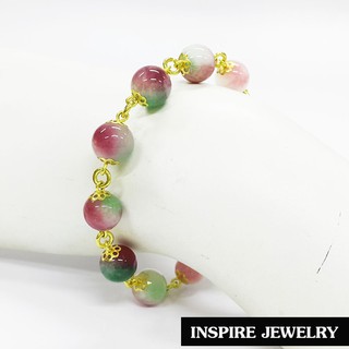 Inspire Jewelry ,สร้อยข้อมือหินฮกลกซิ่ว ร้อยรอบข้อมือด้วยอะไหล่ทองเหลือง เป็นเครื่องประดับมงคลอย่างมาก นำโชค เสริมดวง