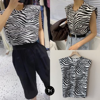 เสื้อเสริมบ่า แขนกุด ลายม้าลาย Zebra