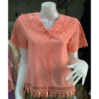 เสื้อลูกไม้คนแก่ ตัดดอก รุ่น ปกบัว