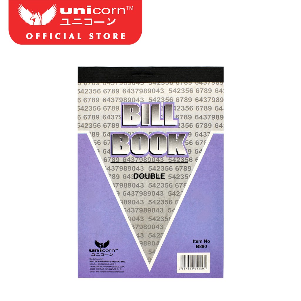 เครื่องเขียนยูนิคอร์น 2 ชั้น หนังสือบิลเงินสด (3.5" X 5") B880