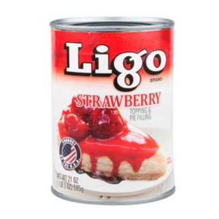 Ligo Strawberry Topping and Pie Filling 595g.ลิโกท็อปปิ้งและพายไส้สตรอเบอร์รี่ 595 กรัม  อาหาร วัตถุดิบสำหรับทำขนม