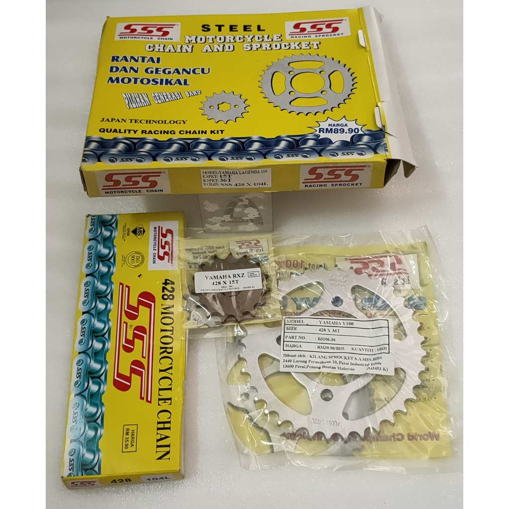 LAGENDA110/Y100-SPORT/Y110SS/SRE/SRV ( 428-36T/14T) ( 3 IN 1) SPOCKET WITH CHAIN SET / BRAND "SSS"