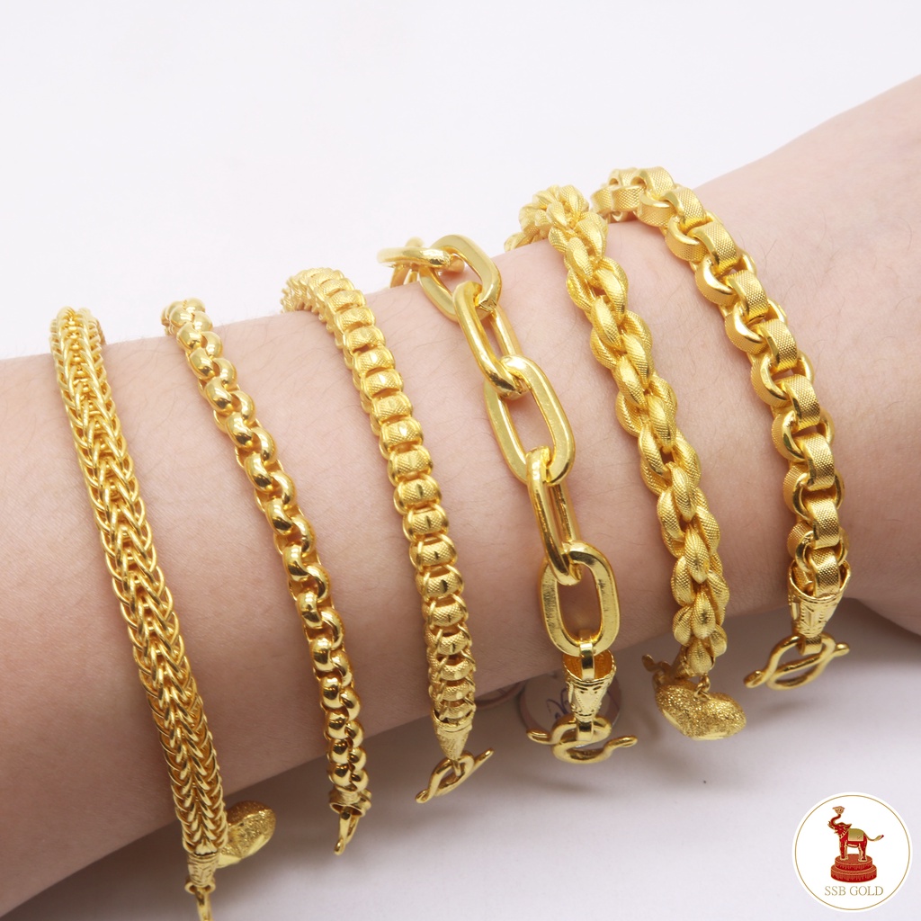 ข้อมือ 1 บาท รวมลายคลาสสิค ทองคำแท้ 96.5% ขายและจำนำได้ มีใบรับประกันทอง เลือกลายและความยาวได้ [ผ่อน0%ผ่านบัตรเครดิต]