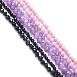 อัญมณีธรรมชาติขนาดเล็ก Tourmaline Quartz และ Amethyst Agate Crystal Faceted สําหรับทำสร้อยข้อมือ DIY