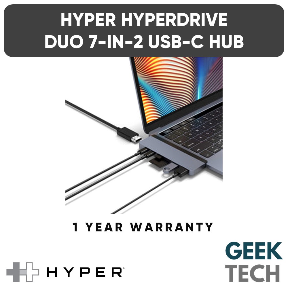 HYPER HyperDrive DUO 7-in-2 USB-C Hub - HDMI 4K60Hz / USB-C 40Gbps 100W PD (รองรับ Thunderbolt 3) / 