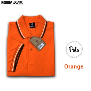 เสื้อโปโลชาย/หญิง เสื้อคอปกชาย แขนสั้น แบบคลีบ POLO ผ้าCOTTON (สีส้ม)