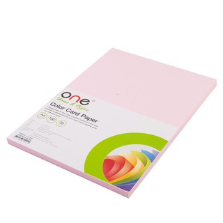 กระดาษการ์ดสี A4 180 แกรม สีชมพู (50แผ่น) ONE A4 180 grams of color card paper, pink (50 sheets) ONE