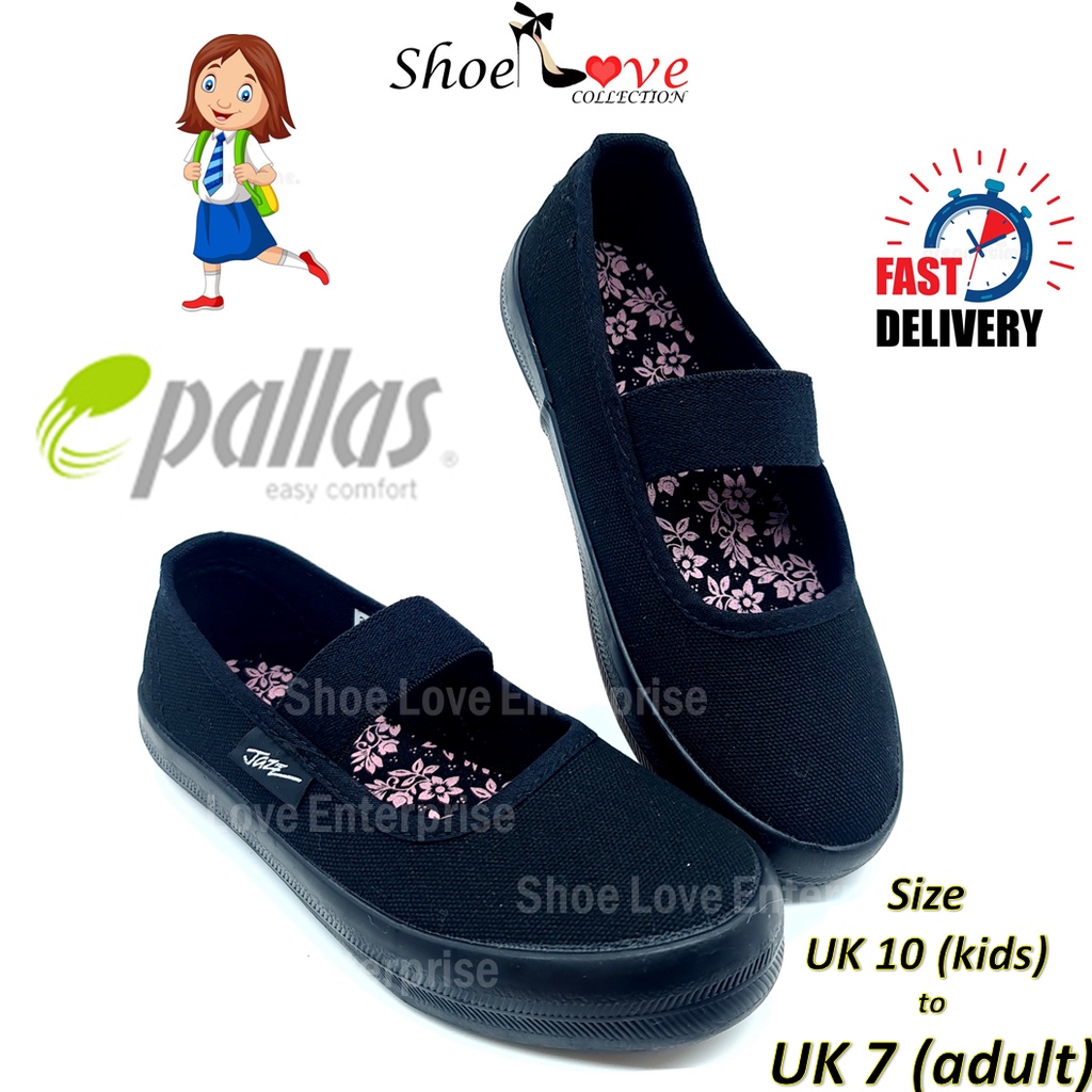 KASUT SEKOLAH HITAM KANVAS KAIN PALLAS GIRL BLACK SHOE SCHOOL SHOE CANVAS SHOE 204-035 / 306-035 学黑鞋