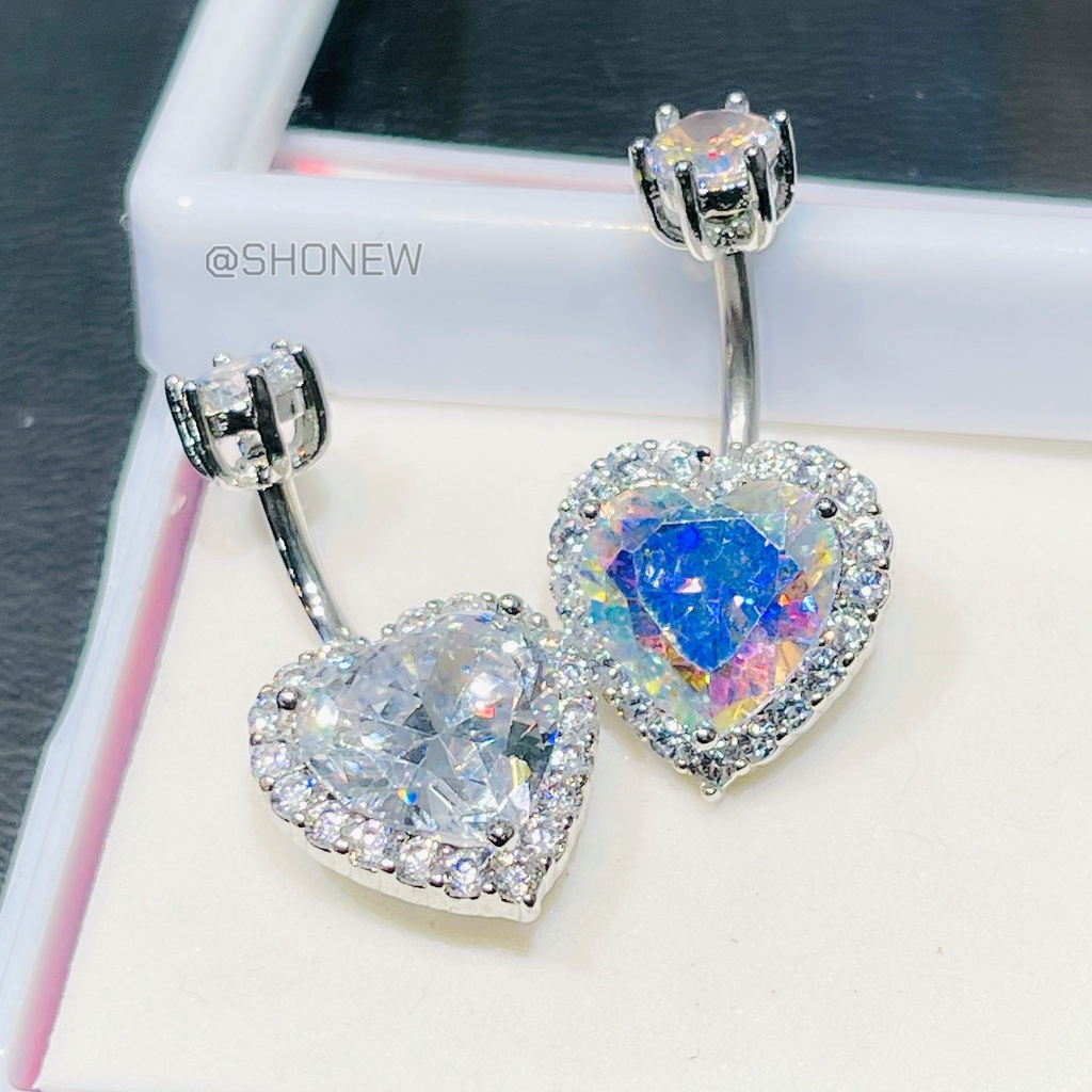 จิวสะดือหัวใจ หัวใจเพชร ❤️‍  เพชรใหญ่วิ้งวับ แฟชั่นสะดือผู้หญิง❤️‍  สแตนเลสแท้ไม่แพ้ ไม่คันเกรดเครื่องมือแพทย์ ส่งจากไทย