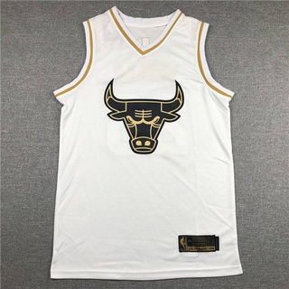 เสื้อกีฬาแขนกุด ลายทีม BKB NBA Jersey Chicago Bulls No.23 Jordan Classic สีทอง พลัสไซซ์