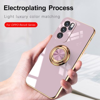 เคสโทรศัพท์มือถือ Tpu พร้อมแหวนตั้งโทรศัพท์สําหรับ Oppo Reno 6 5 4 Pro Reno6 5G