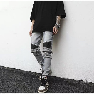 SPENZER.STREET🔥zipper knee Biker-jeans กางเกงยีนส์สุดเท่ สินค้าสตรีท สินค้าฮิต สินค้าใหม่2021