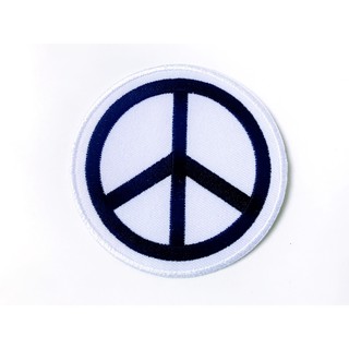 ตัวรีดติดเสื้อ สันติภาพ สัญลักษณ์ Peace สีขาว วินเทจ ไบค์เกอร์ งานเท่ห์ๆ ตัวรีด (Size M) อาร์มรีด อาร์มรีดติดเสื้อ