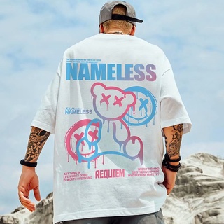 เสื้อยืด- S-5XL ชุดคู่ oversize แบรนด์น้ำแห่งชาติ graffiti หมีพิมพ์เสื้อยืดแขนสั้นผู้ชายและผู้หญิงแนวโน้ม Harajuku สไตล์