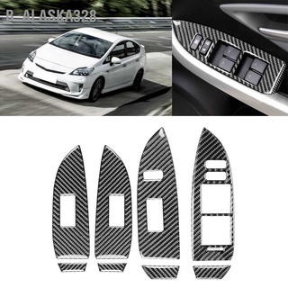 B_Alaska328 ฝาครอบสวิตช์หน้าต่าง คาร์บอนไฟเบอร์ สําหรับ Prius 2012‐2015 Rhd 8 ชิ้น