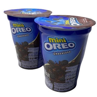 Oreo Mini Chocolate มินิโอริโอ้ คุกกี้แซนวิซ รส ซ็อกโกแลต รุ่น ถ้วย 61.3g 1SETCOMBO/จำนวน 2 กระป๋อง,บรรจุปริมาณ 122.6g ราคาพิเศษ สินค้าพร้อมส่ง