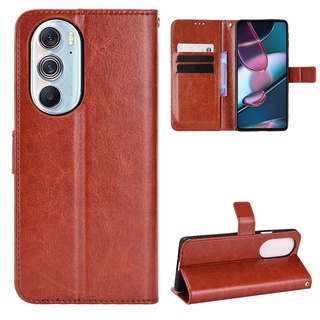 เคสโทรศัพท์หนัง PU ฝาพับ พร้อมช่องใส่บัตร และสายคล้อง หรูหรา สําหรับ Motorola Edge 30 Pro Edge X30 Moto Edge+ 2022