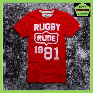 rudedog เสื้อคอกลม ชาย หญิง  รุ่น Rugbyสีแดง