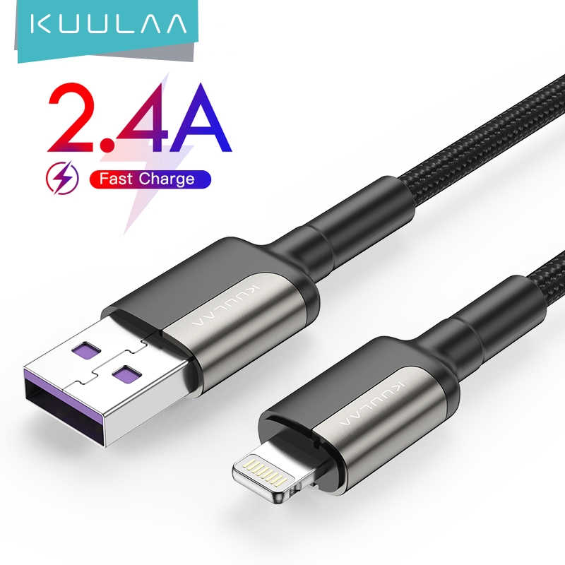 KUULAA อลูมิเนียม Z1 A-Lighting Data Cable 2.4A Fast สายชาร์จเหมาะสําหรับ Iphone